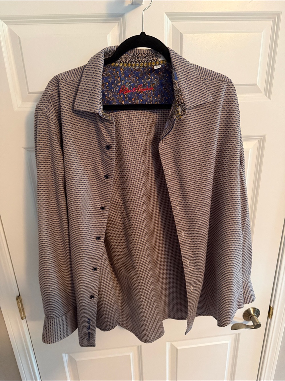 Robert Graham Embroidered Blue and Gold Patterned Shirt Liner